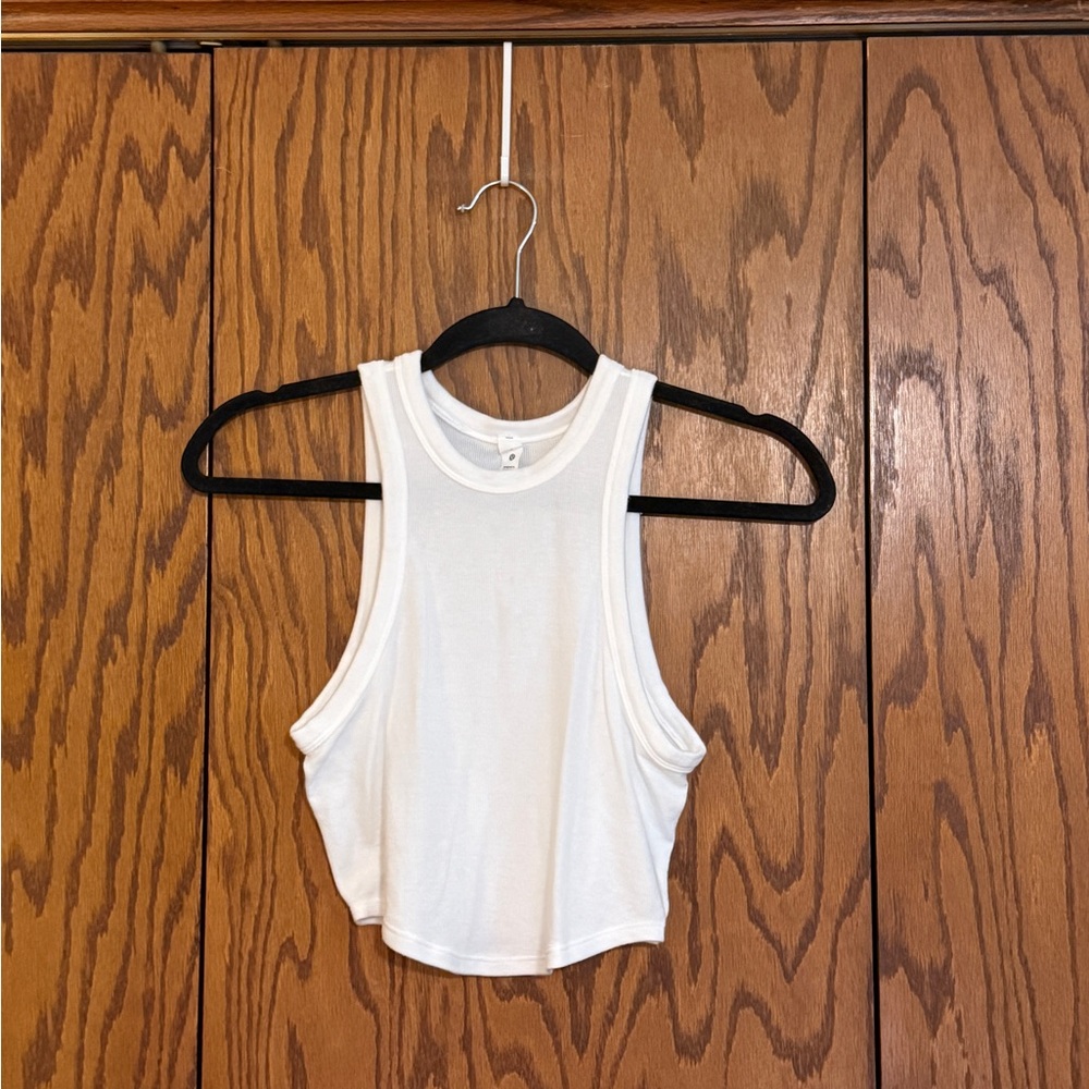Lululemon Align Ribbed Crop Tank Top White Size 6 Modal Soft Stretch Athletic